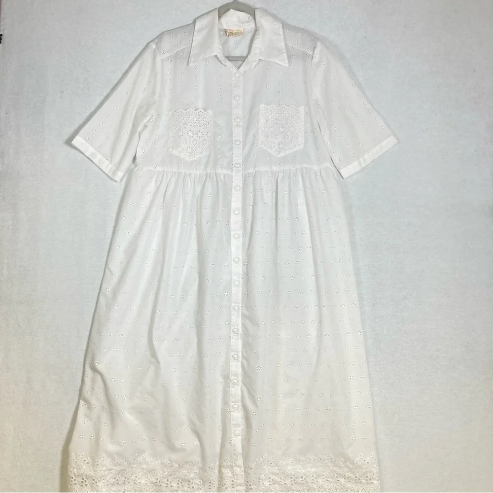 Vintage Bonnie Srauss  Maxi Dress Women's  Embroidered Size 10 White - Picture 3 of 16